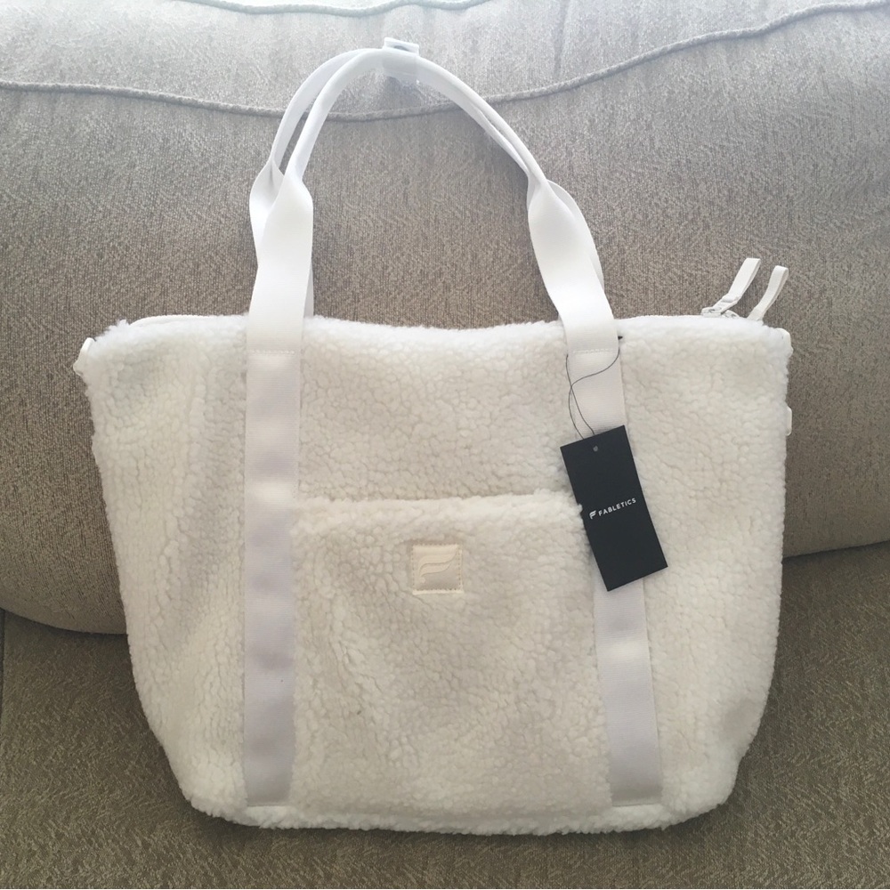 White Faux Shearling Tote Bag